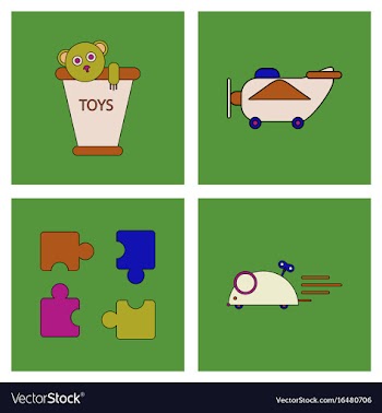 Set of children toys in different sets in flet on vector image