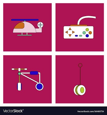 Set of children toys in different sets in flet on vector image