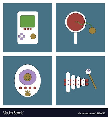 Set of children toys in different sets in flet on vector image