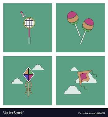 Set of children toys in different sets in flet on vector image