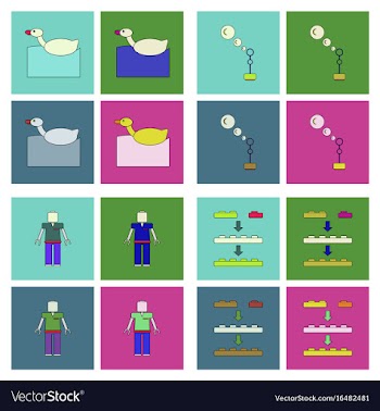 Set of children toys in different sets in flet on vector image