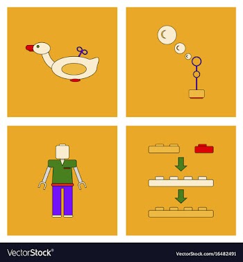 Set of children toys in different sets in flet on vector image