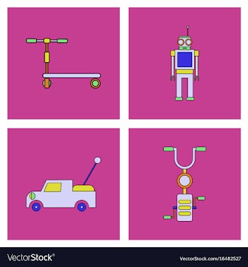 Set of children toys in different sets in flet on vector image