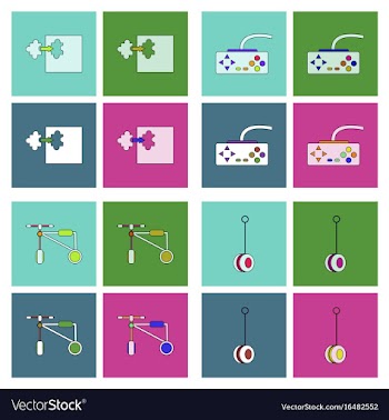 Set of children toys in different sets in flet on vector image