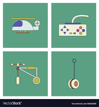 Set of children toys in different sets in flet on vector image