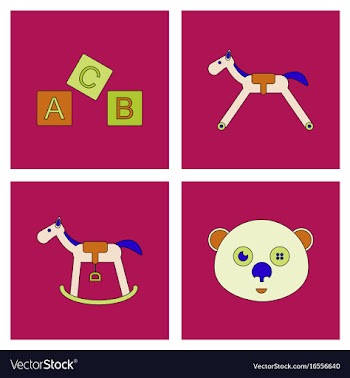 Set of children toys in different sets in flet on vector image