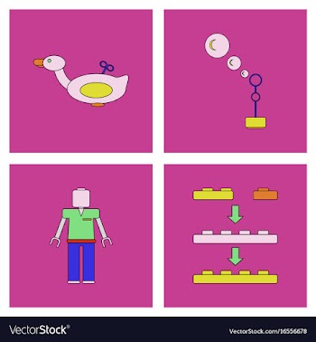 Set of children toys in different sets in flet on vector image