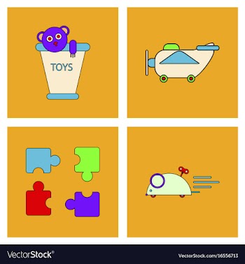 Set of children toys in different sets in flet on vector image