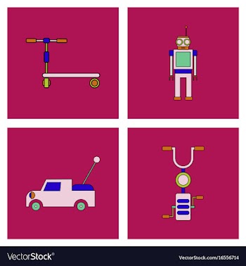 Set of children toys in different sets in flet on vector image