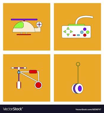 Set of children toys in different sets in flet on vector image