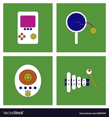 Set of children toys in different sets in flet on vector image