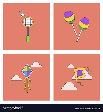 Set of children toys in different sets in flet on vector image