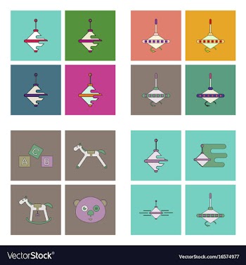 Set of children toys in different sets in flet on vector image