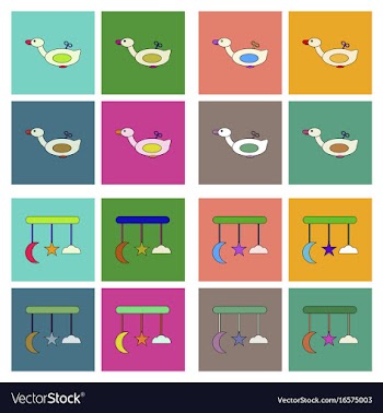 Set of children toys in different sets in flet on vector image