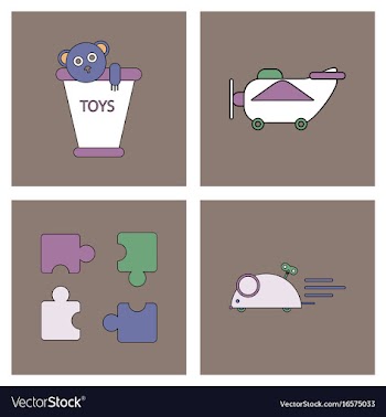 Set of children toys in different sets in flet on vector image