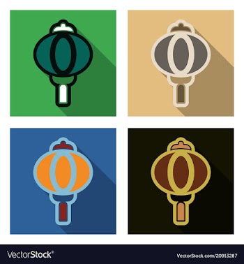 Set of chinese lamp hanging icon in symbolic vector image