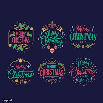 Set of Christmas greeting badge vectors | Free stock vector - 494293
