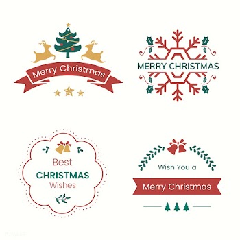 Set of Christmas greeting badge vectors | Free stock vector - 494329