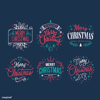 Set of Christmas greeting badge vectors | Free stock vector - 494340