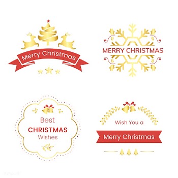 Set of Christmas greeting badge vectors | Free stock vector - 495467