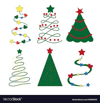 set of christmas trees abstract icons and stickers