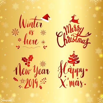 Set of Christmas typography vector | Free stock vector - 511318