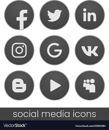 Set of circle popular social media logos dark vector image