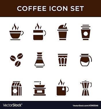 set of coffee icon silhouette