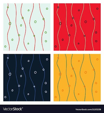 Set of color hand-drawing wave sea background vector image