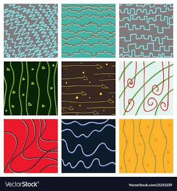 Set of color hand-drawing wave sea background vector image