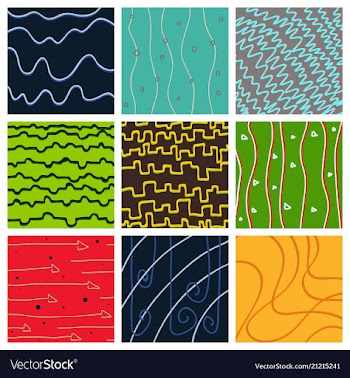 Set of color hand-drawing wave sea background vector image