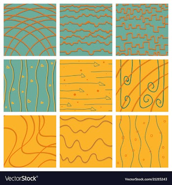 Set of color hand-drawing wave sea background vector image
