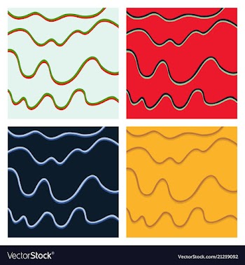 Set of color hand-drawing wave sea background vector image