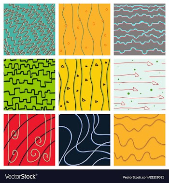 Set of color hand-drawing wave sea background vector image