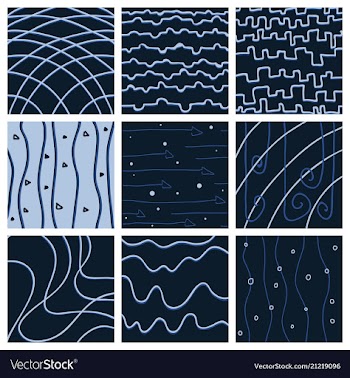 Set of color hand-drawing wave sea background vector image