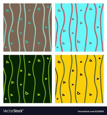 Set of color hand-drawing wave sea background vector image