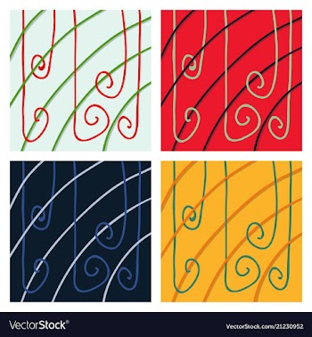Set of color hand-drawing wave sea background vector image