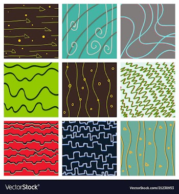 Set of color hand-drawing wave sea background vector image