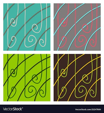 Set of color hand-drawing wave sea background vector image
