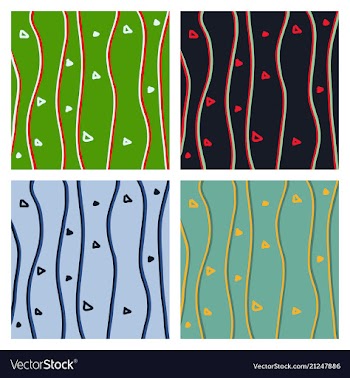 Set of color hand-drawing wave sea background vector image