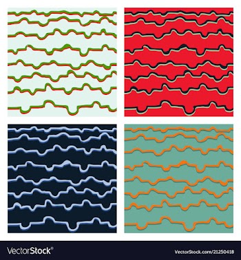 Set of color hand-drawing wave sea background vector image