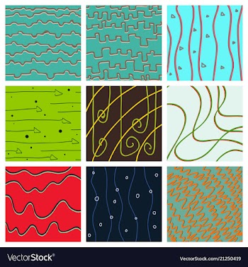 Set of color hand-drawing wave sea background vector image