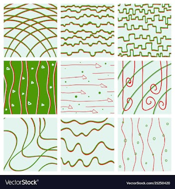 Set of color hand-drawing wave sea background vector image