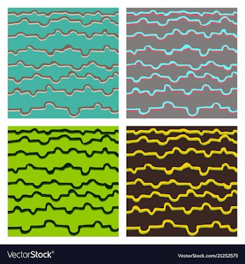 Set of color hand-drawing wave sea background vector image