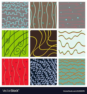 Set of color hand-drawing wave sea background vector image