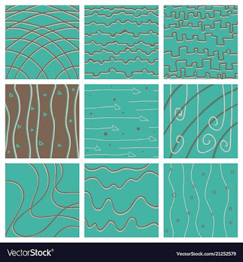 Set of color hand-drawing wave sea background vector image