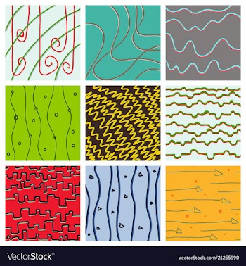 Set of color hand-drawing wave sea background vector image