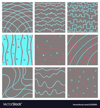 Set of color hand-drawing wave sea background vector image