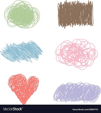 Set of colored design elements made with wax crayo vector image