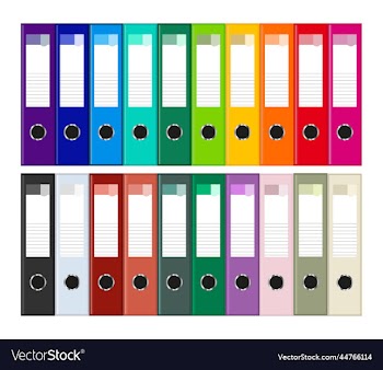 set of colored ring binders isolated on white
